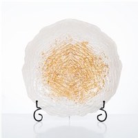 15" White and Gold Glass Platter