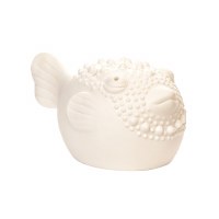 3" LED White Ceramic Puffer Fish Night Light