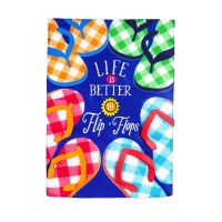 18" x 13" Mini Life is Better ibn Flip Flops Plaid Flip Flops Garden Flag