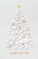 8.5" x 5.5" Box of 16 White Shell Tree Christmas Greeting Cards