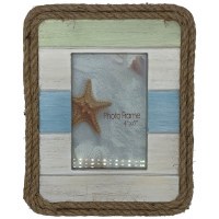 4" x 6" White, Blue, and Green Rope Edge Picture Frame