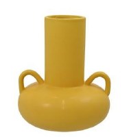 8" Yellow Matte Two Handle Ceramic Vase