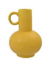 9" Yellow Matte One Handle Ceramic Vase