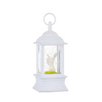 9.5" White Bunny and Baby Animated Lighted Glitter Water Lantern with USB Cord