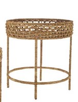 23" Round Woven Water Hyacinth Accent Table