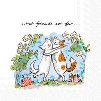 5" Square Cat Friends Beverage Napkin