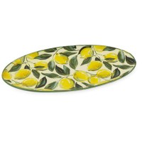 10" x 5" Oval Painterly Lemons Ceramic Platter