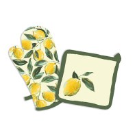 Painterly Lemons Oven Mitt and Pot Holder Set