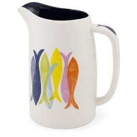 44 OZ Multi Color Fish Ceramic Pitcher