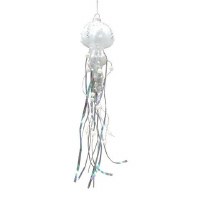 6" White Glass Jellyfish Ornament
