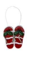 4" Holly Striped Flip Flop Ornament