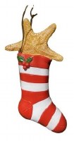 5" Striped Holly and Starfish Stocking Ornament