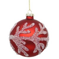 4" Red Coral Glass Ball Ornament