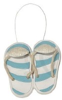 3.5" Blue and White Shell Flip Flop Ornament