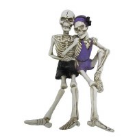 9" Beach Skeleton Couple Statue Halloween Decoration