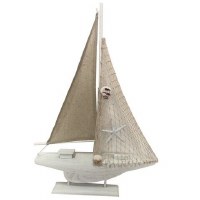 24" Natural Sailboat with Starfish Statue