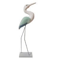 30" Blue, Green, and White Egret Statue