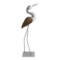 30" Brown and White Egret Statue