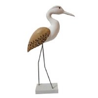 20" Brown and White Egret Statue