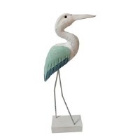 16" Blue, Green, and White Egret Statue