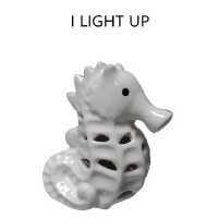 5" LED White Ceramic Seahorse