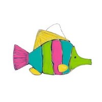 20" Multicolor Stripe Fish Wood Plaque