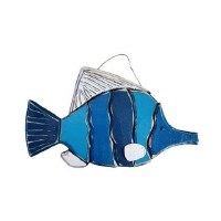 20" Navy Stripe Fish Wood Plaque