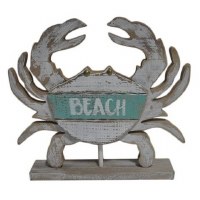 12" Distressed White Crab "Beach" on Base