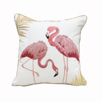 20" Square Two Pink Flamingo Pillow