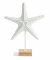 15" White Starfish on a Metal Stand Statue