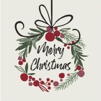 "Merry Christmas" Wreath Beverage Napkin