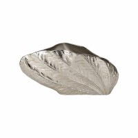 10" Silver Flat Metal Leaf Vase