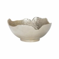 Small Round Silver and Gold Jagged Edge Metal Bowl
