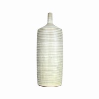 16" White Lines Ceramic Vase