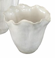 Small White Ruffle Ceramic Vase