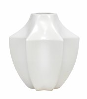 7" White Geometric Ceramic Vase