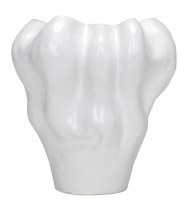 12" White Free Form Ceramic Vase