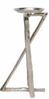 12" Silver Metal Angles Pillar Candle Holder