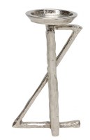 Small Silver Metal Angles Pillar Candleholder