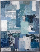 51" x 39" Blue Rectangles Framed Canvas