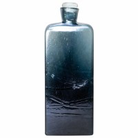 17" Dark Blue Rectangle Bottle with Glass Top