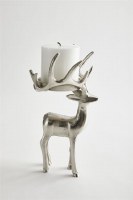 Silver Deer Standing Pillar Candleholder