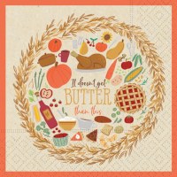 5" x 5" It Doesn't Get Butter Than This Fall Thanksgiving Beverage Napkin Fall and Thanksgiving