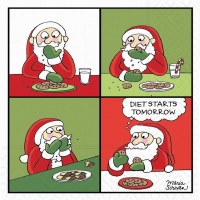 Santa on a Diet Beverage Napkin
