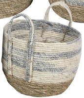 Small Stripped Wicker Basket With Handles