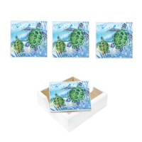 Set of Four Turtle With Baby Coasters With Holder