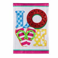 12.5" x 18" Mini Love Logo Flip Flop Watermelon Garden Flag