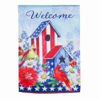 12.5" x 18" Mini USA Red White Blue Welcome Stars and Stripes Birdhouse Garden Flag