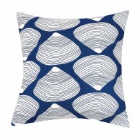 20" Sq White Clams on a Navy Background Decorative Pillow