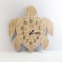 16" Natural Turtle Shape Wood Clock